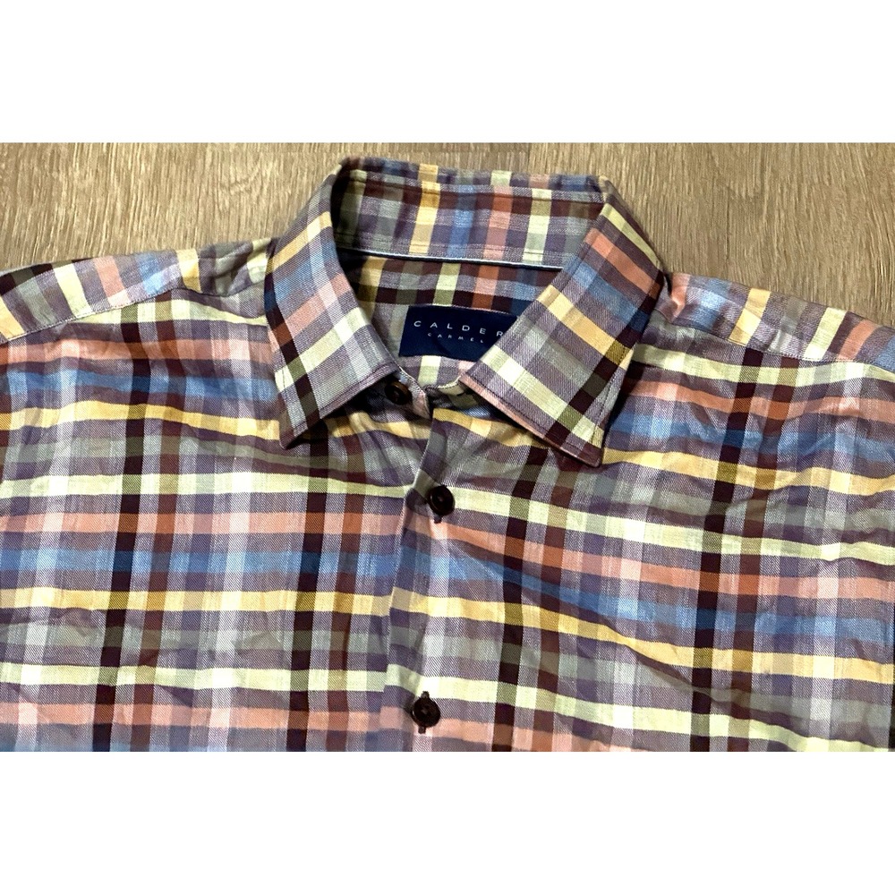 Calder Carmel Men's Button Down Multicolor Plaid Shirt Limited Edition Size M